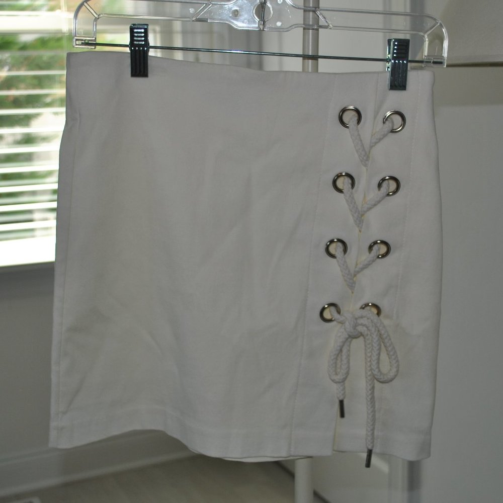 Alpha and Omega White Tie-Up Skirt